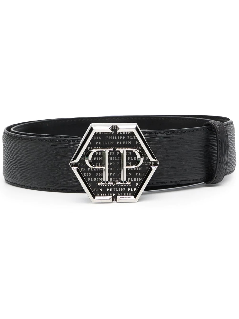 hexagon-buckle leather belt - 1