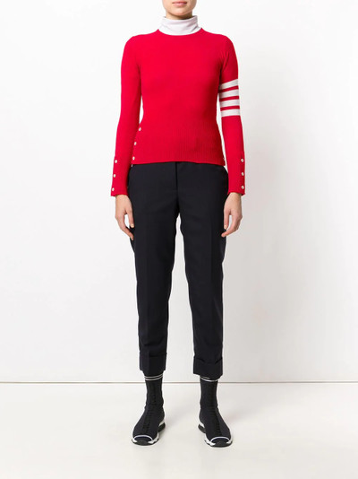 Thom Browne Classic crew neck Pullover Cashmere with 4-Bar Sleeve Stripe outlook