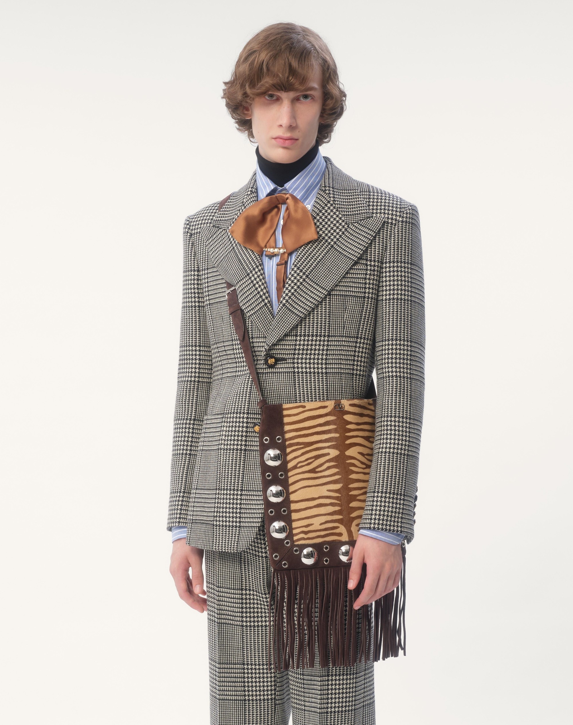 SINGLE-BREASTED WOOL JACKET WITH CHECK PATTERN ON HOUNDSTOOTH - 3