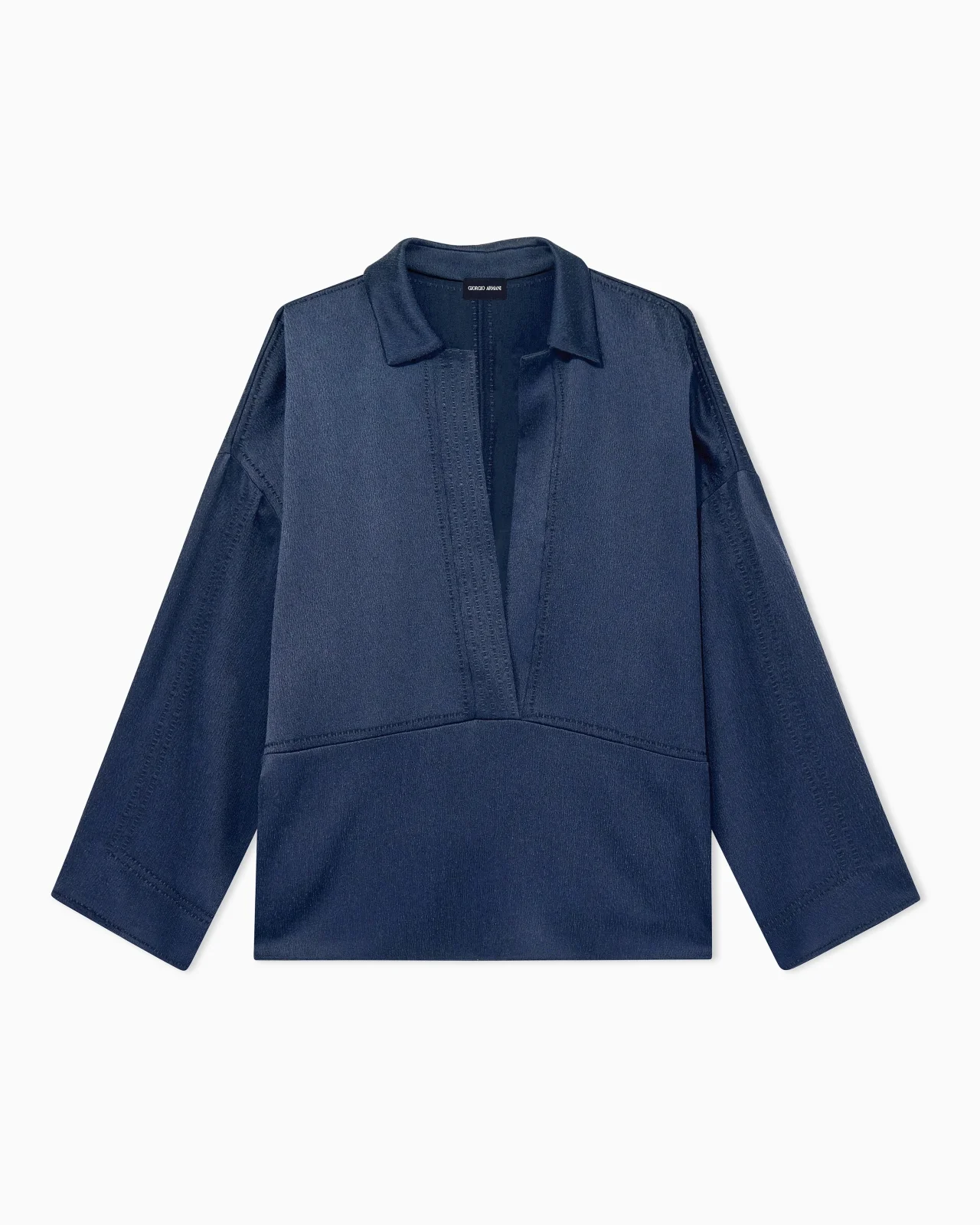 SHIRT WIDE HAMMERED SATIN WITH DEEP NECKLINE - 1