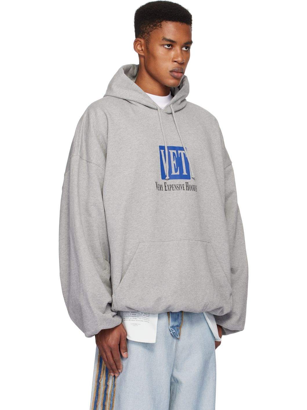 Gray 'VET' Cropped Boxy Hoodie - 2