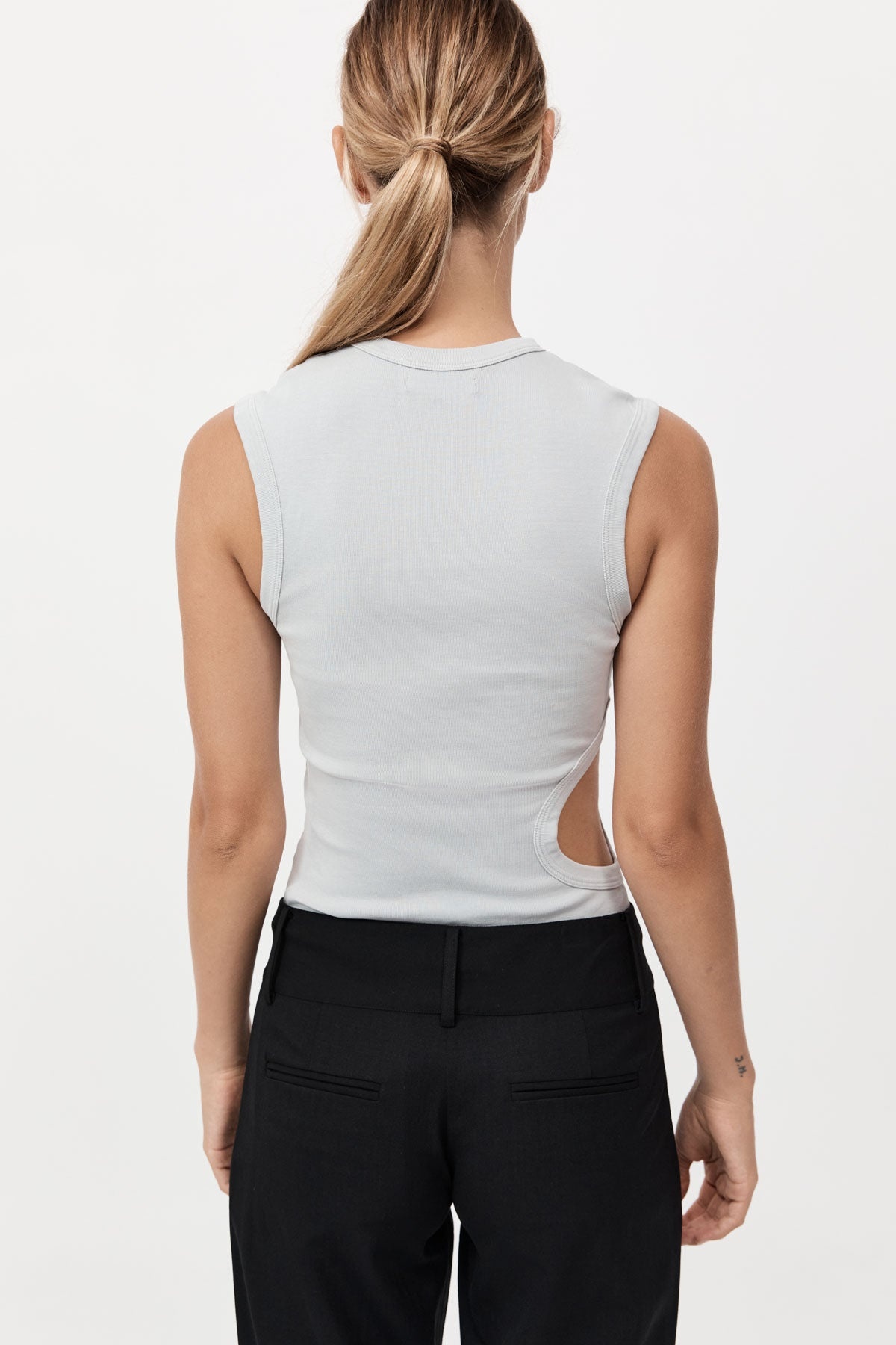 Organic Cotton Cut Out Tank - Silver - 4