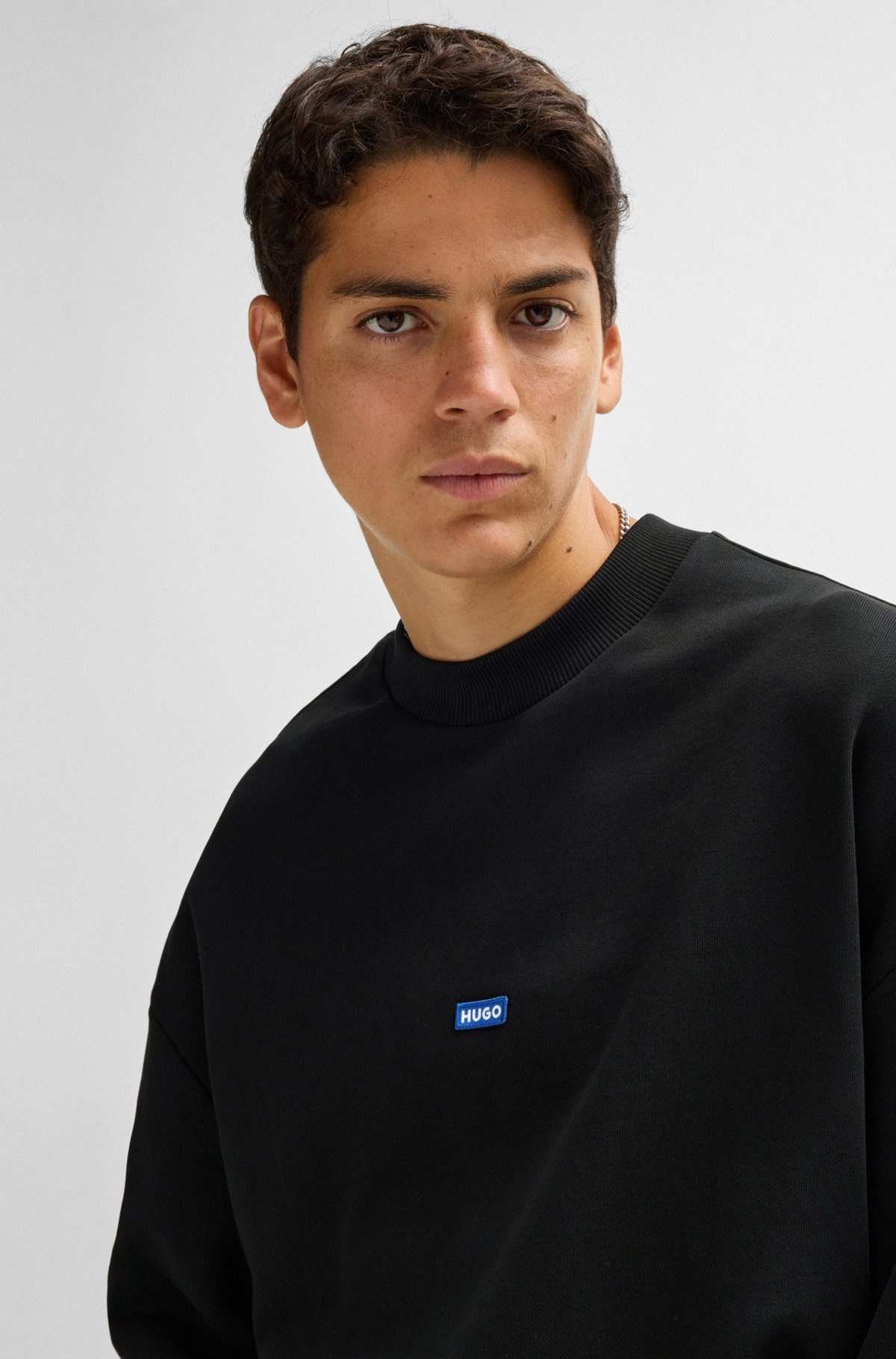 COTTON-TERRY SWEATSHIRT WITH BLUE LOGO LABEL - 3