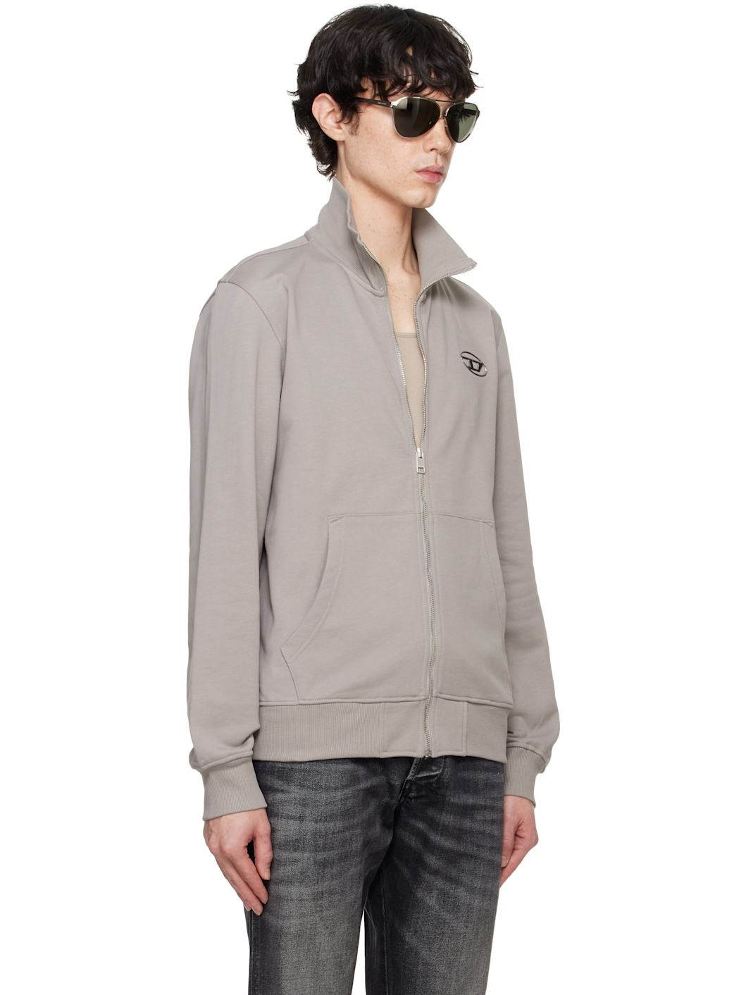 【DIESEL】s-ginni-zip-od Men's Zip-up sweatshirt with metallic logo | Black | Diesel
