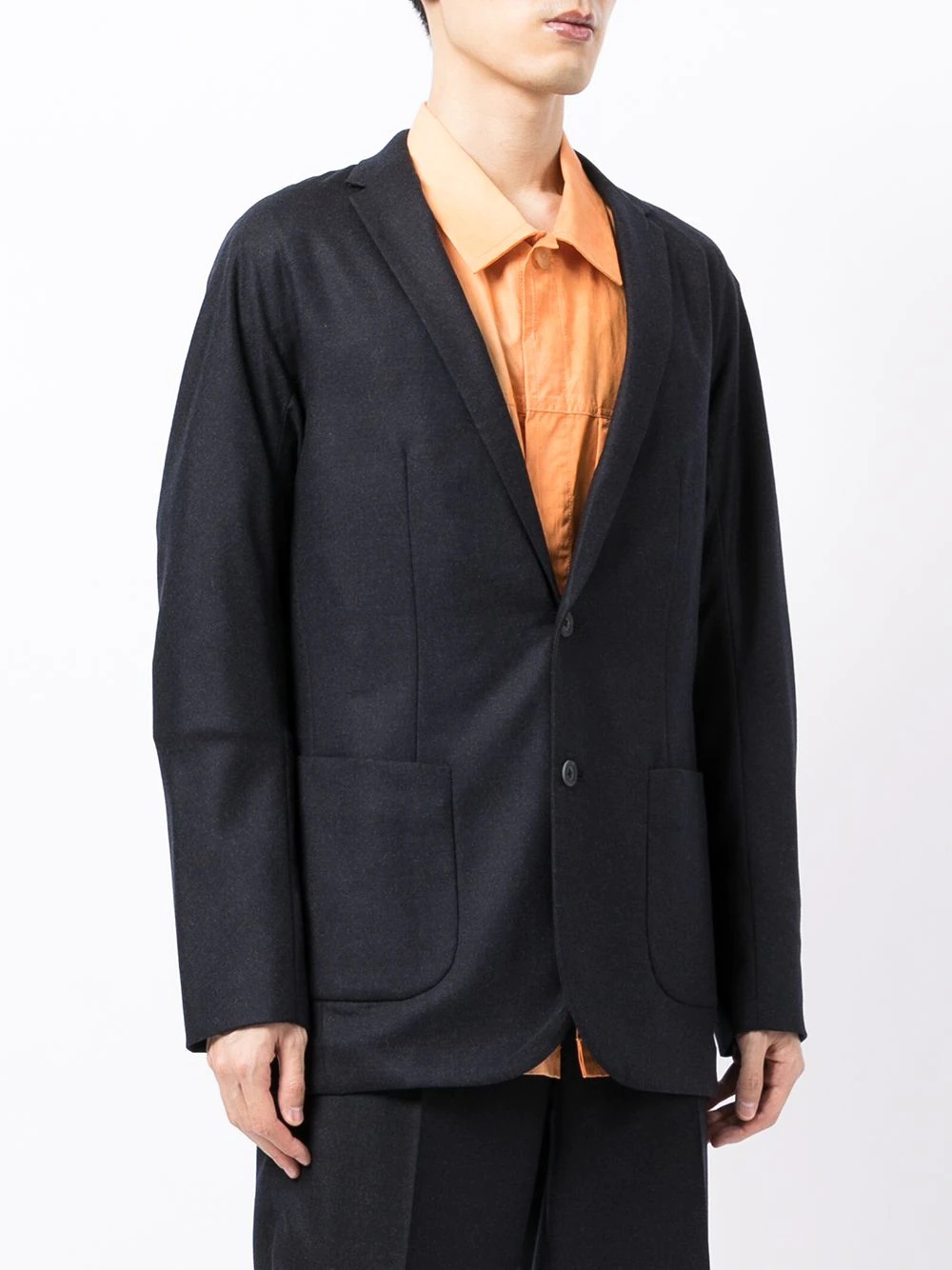 notched-lapels single-breasted blazer - 3