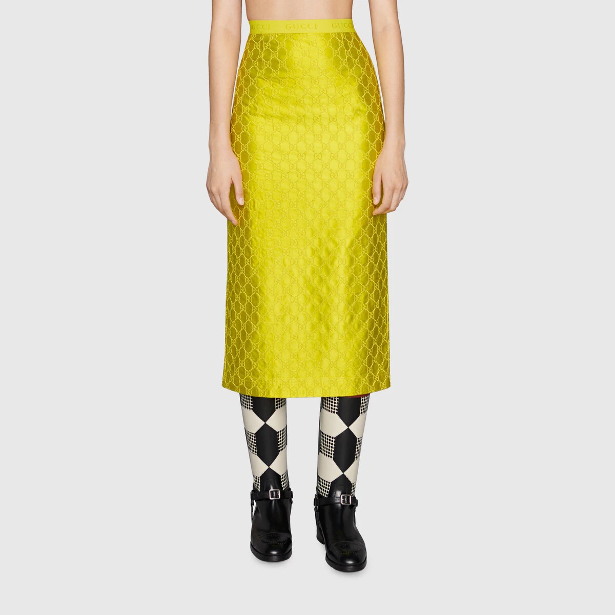 GG embroidered silk skirt - 3