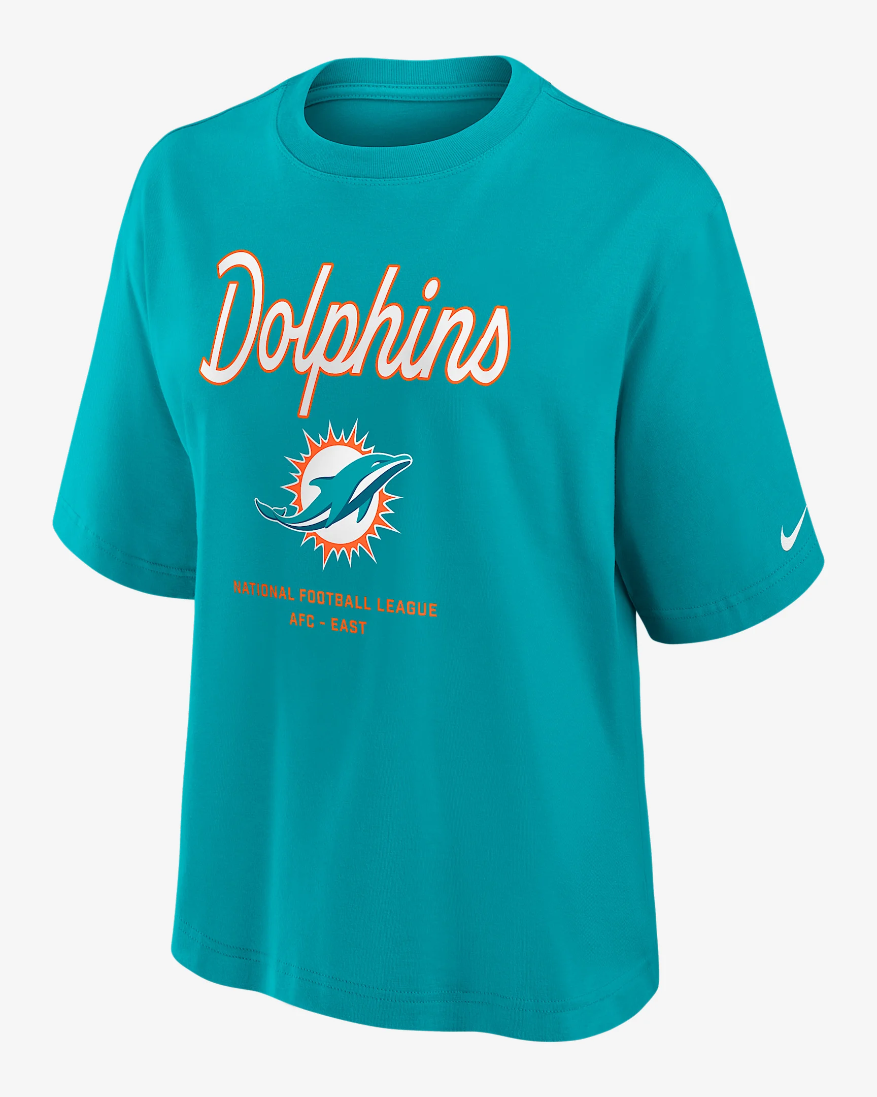 Miami Dolphins Essential Script Boxy Women's Nike NFL T-Shirt - 1