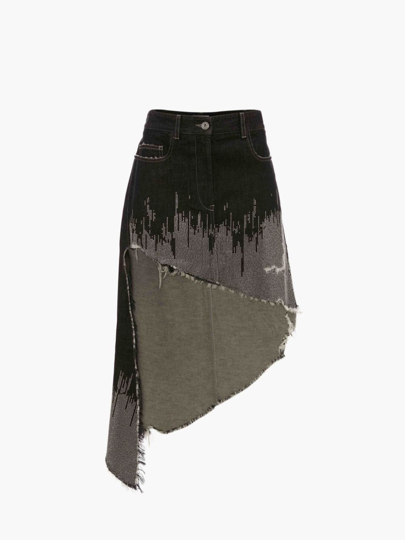 STUDDED ASYMMETRIC DENIM SKIRT 1