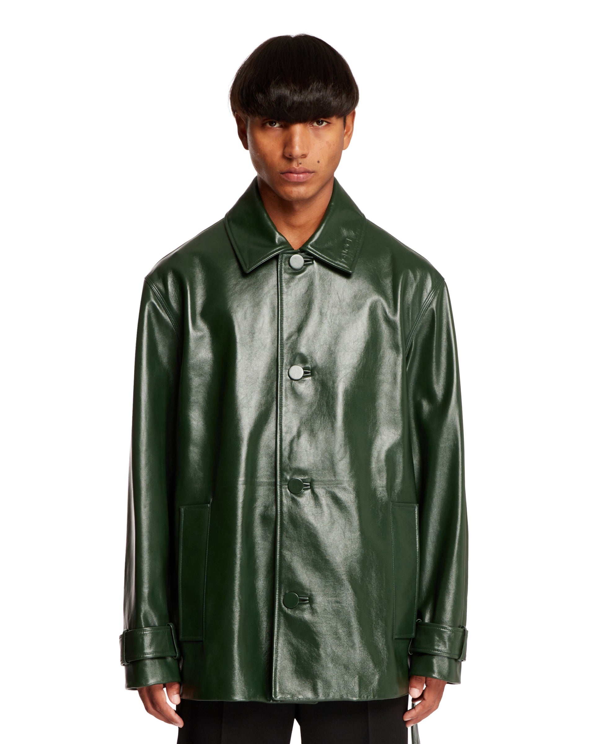 GUCCI Green Shiny Leather Jacket antonia REVERSIBLE