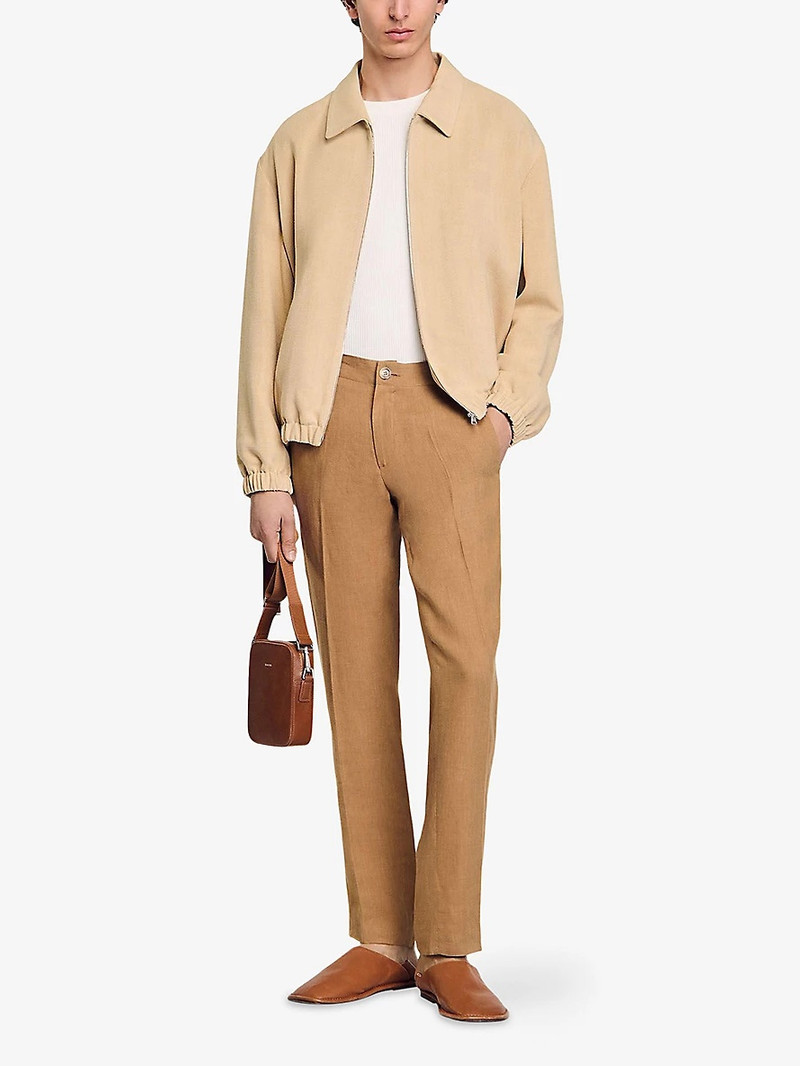 Sandro Elasticated-Waist Straight-Leg Linen Trousers outlook