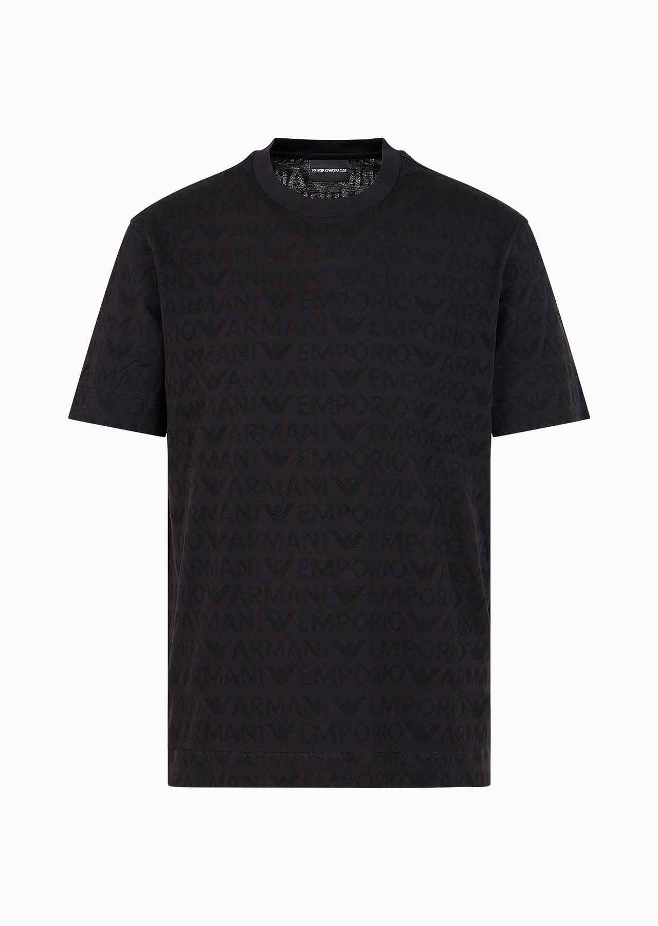 Jersey T-shirt with all-over jacquard lettering - 1