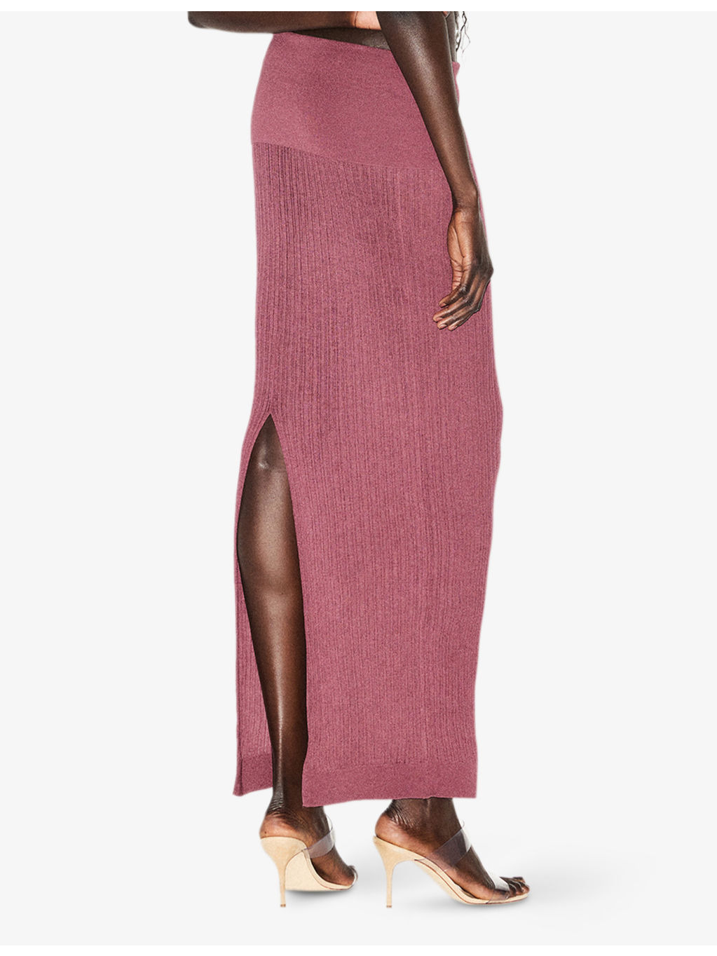 Foldover Sheer Knit Maxi Skirt - 3