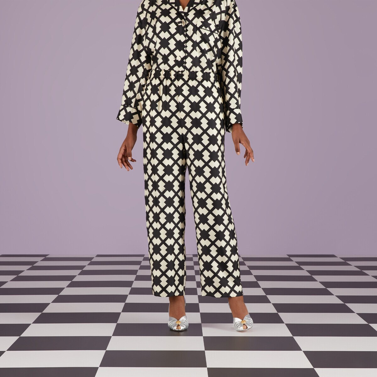 Rhombus tile silk pant - 5