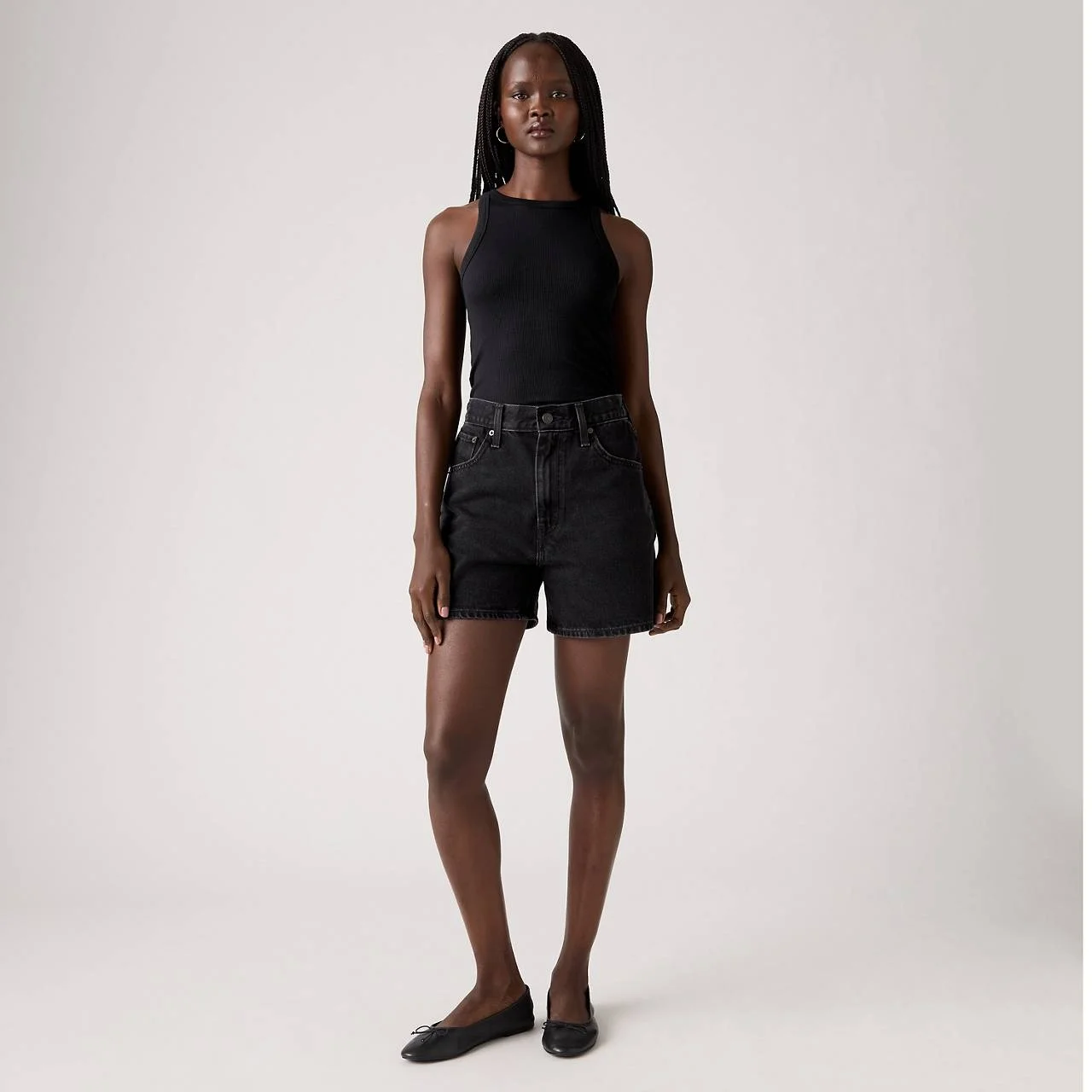 HIGH RISE CINCH MID-THIGH WOMEN'S SHORTS - 1