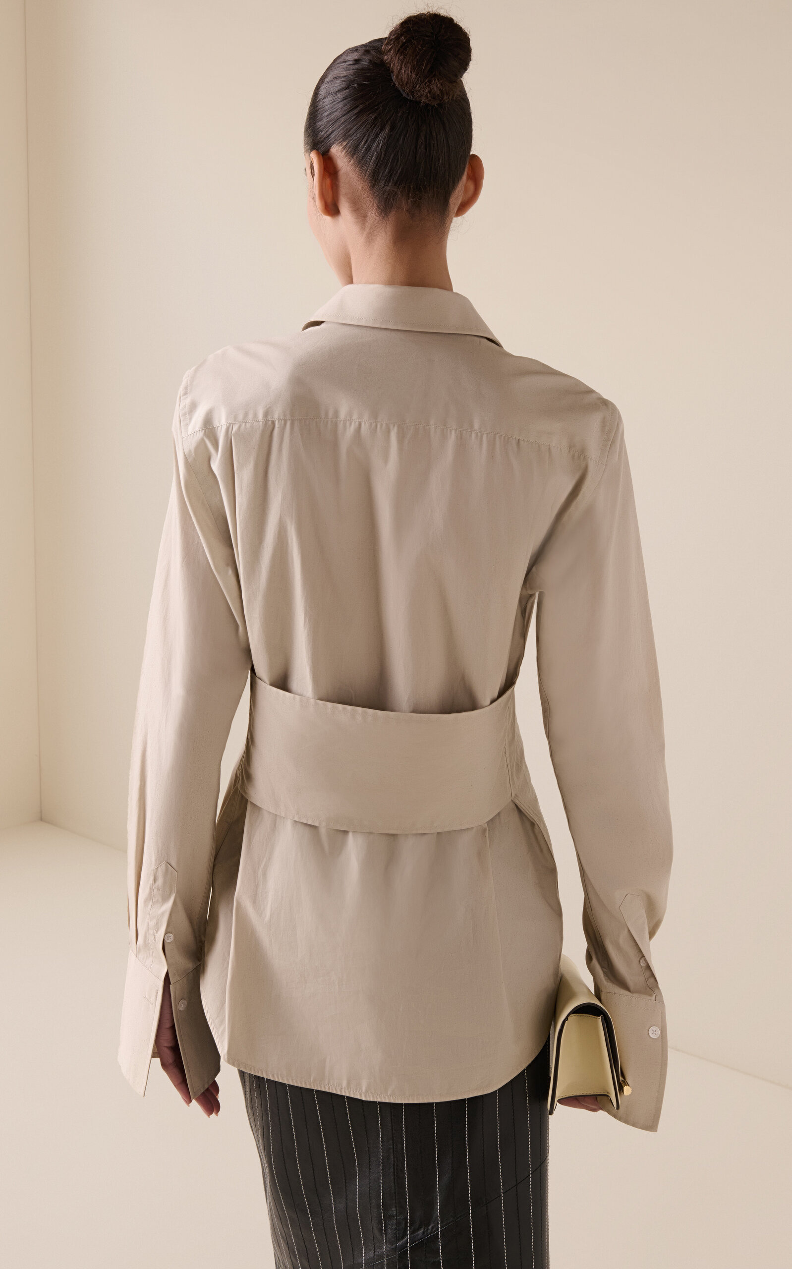 Tab Detailed Cotton Shirt taupe - 4
