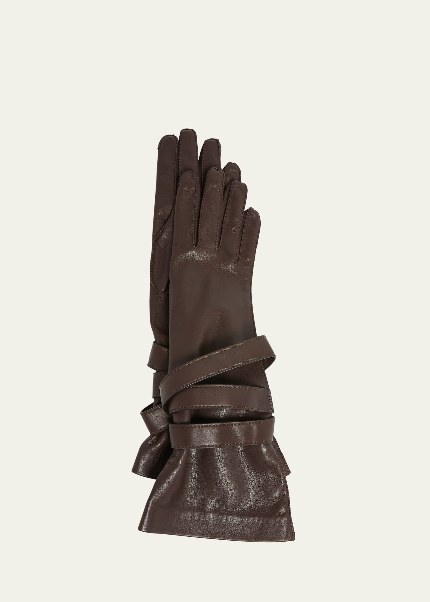 Aviator Strappy Leather Gloves - 1