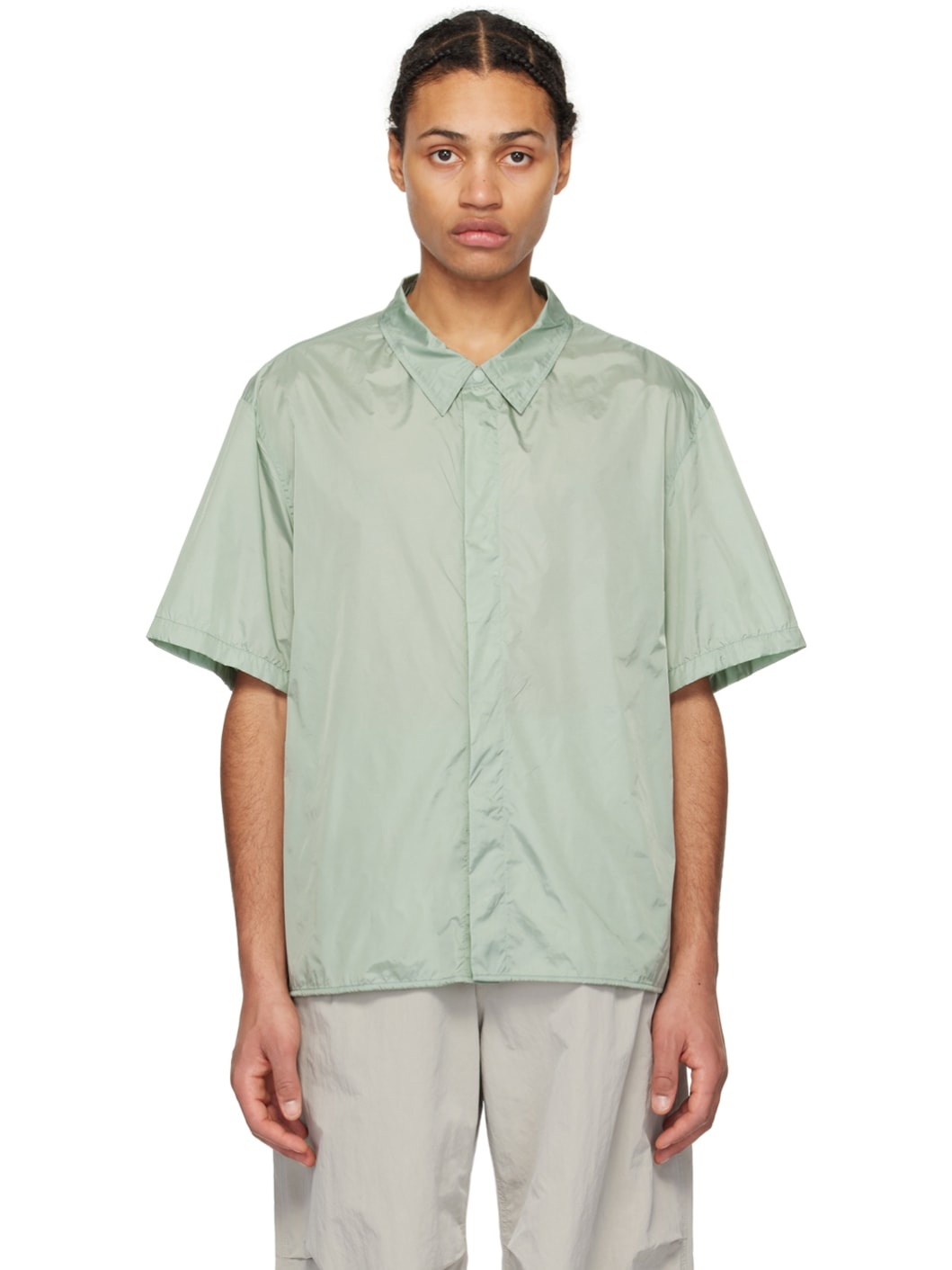 Green Spread Collar Shirt - 1