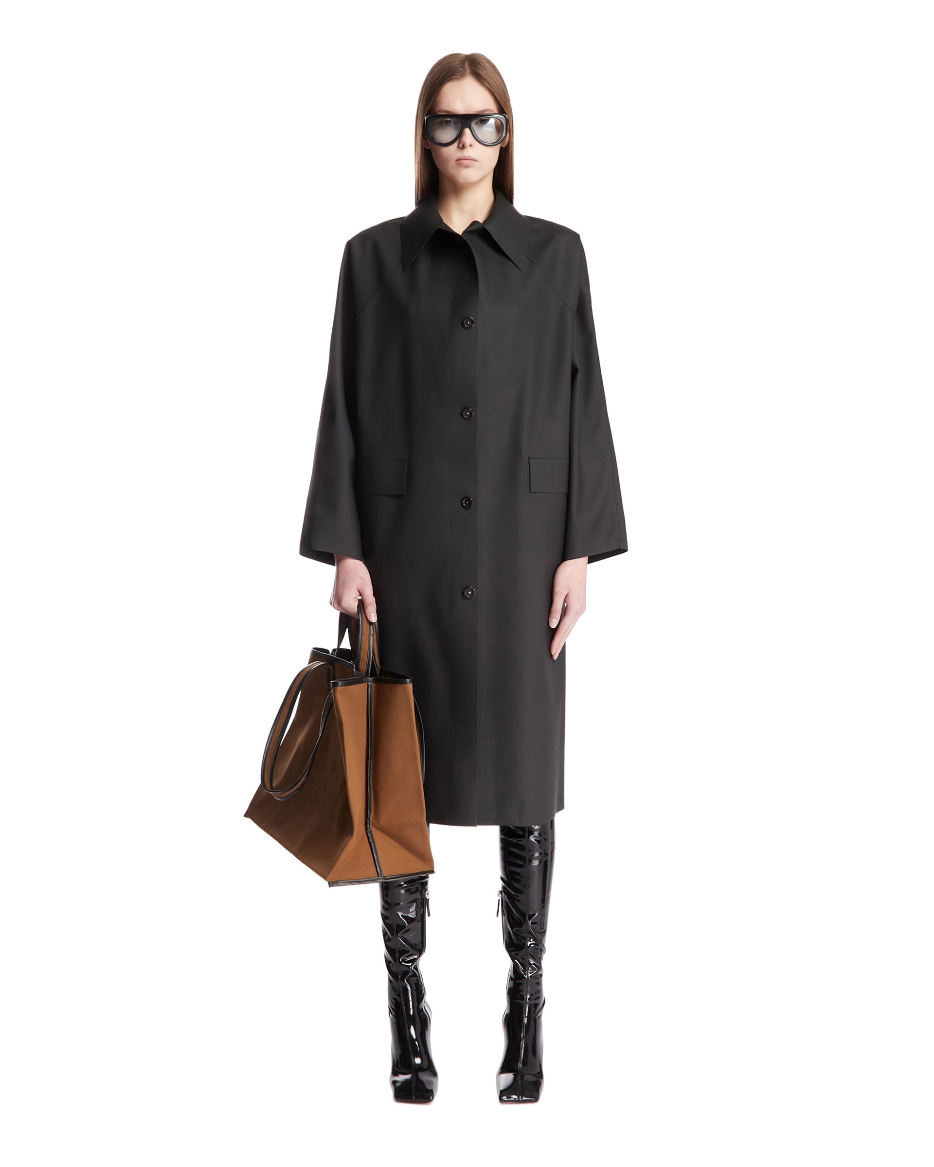 Black Coat with Classic Collar - 2