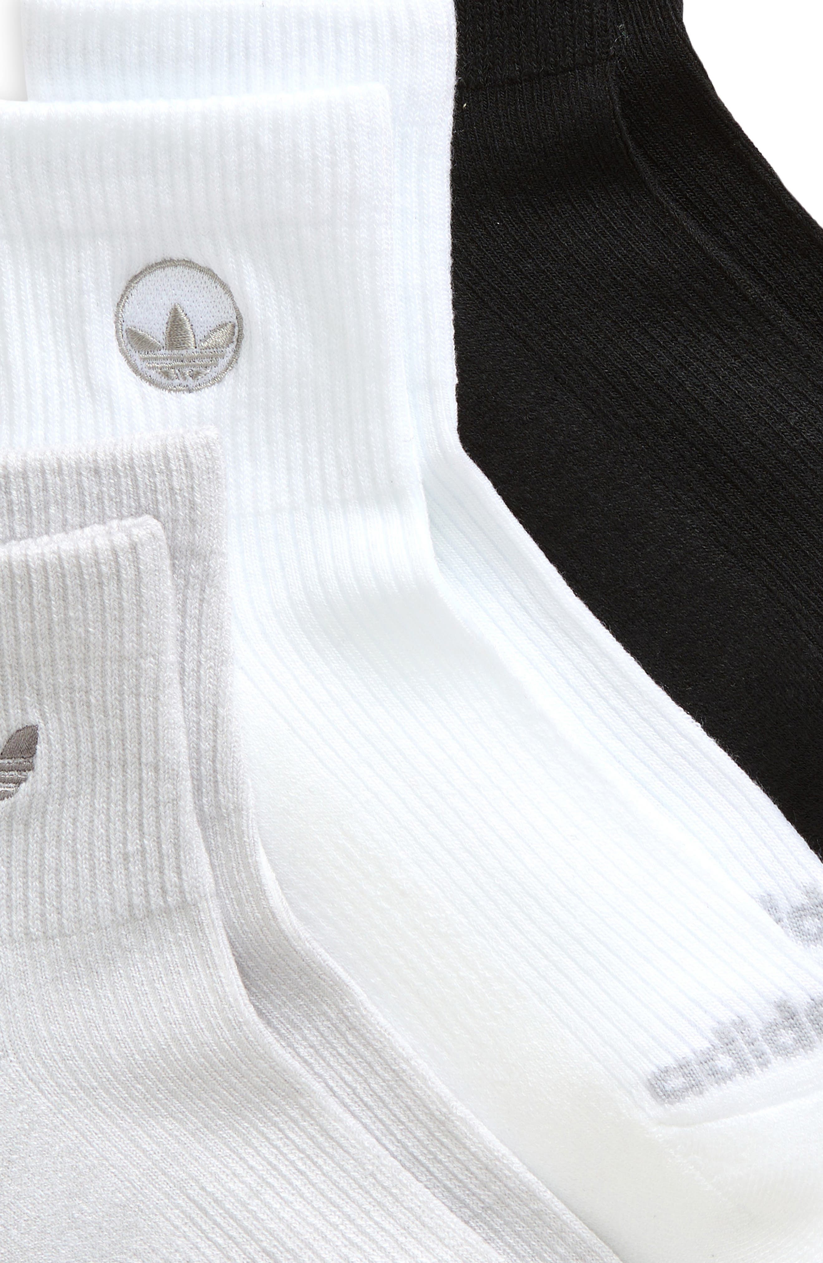 adidas Gender Inclusive Assorted 3-Pack Cotton Quarter Socks in White/Clear Grey/Black at Nordstrom - 4