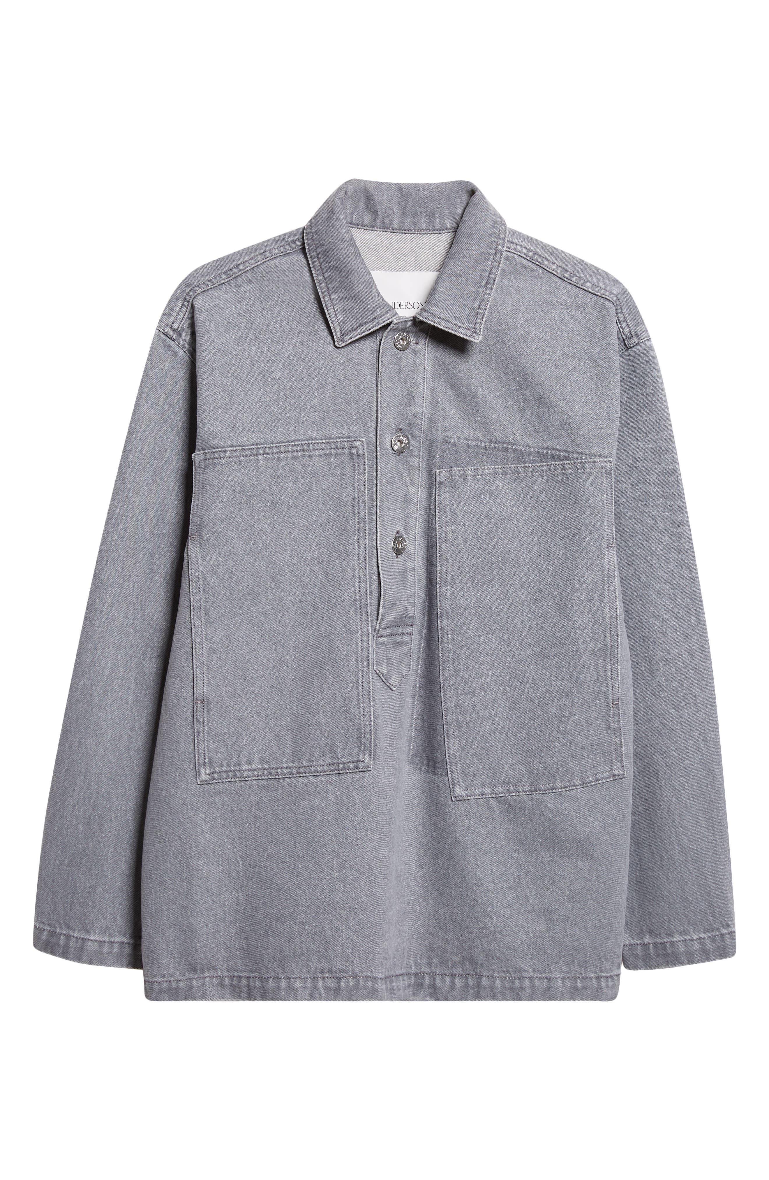 JW Anderson Patch Pocket Denim Rugby Shirt in 906 Light Grey at Nordstrom - 6