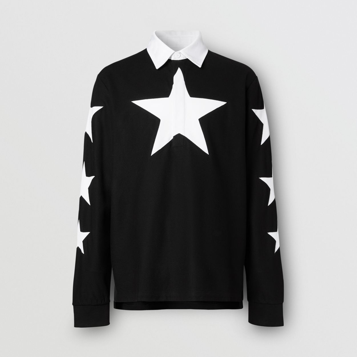 Long-sleeve Star Motif Cotton Piqué Polo Shirt - 1