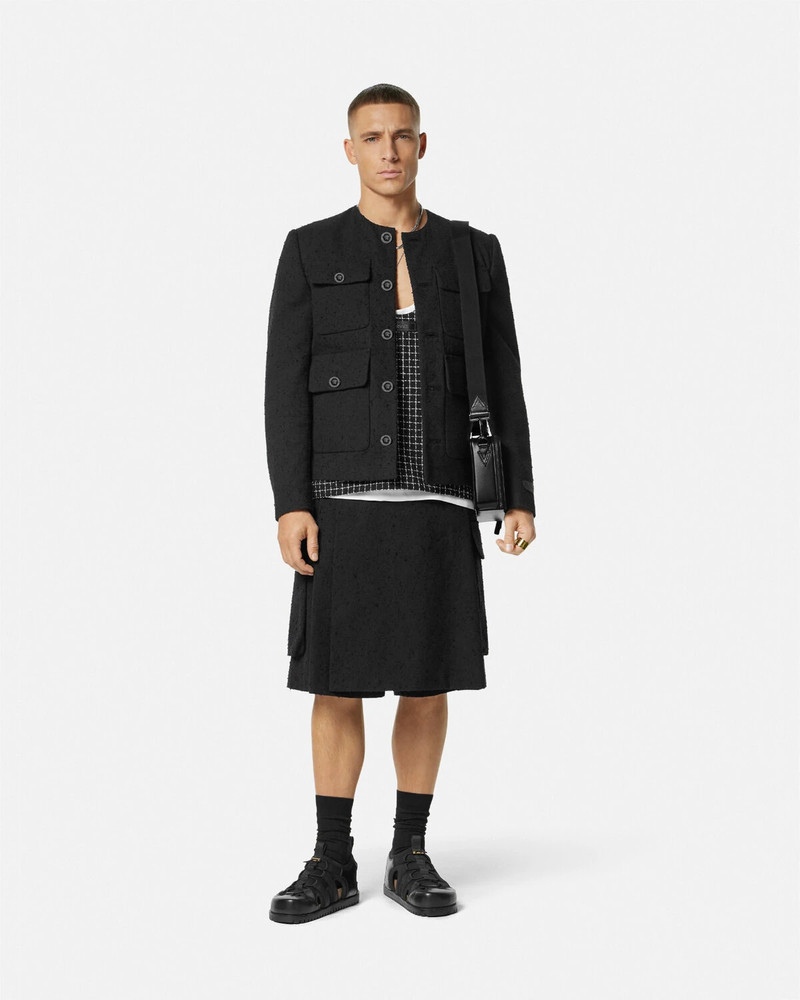 VERSACE Bouclé Tweed Round Collar Jacket outlook