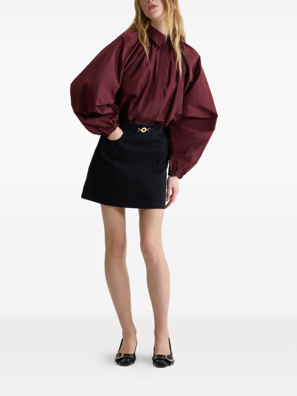 bubble-sleeve collared blouse - 2