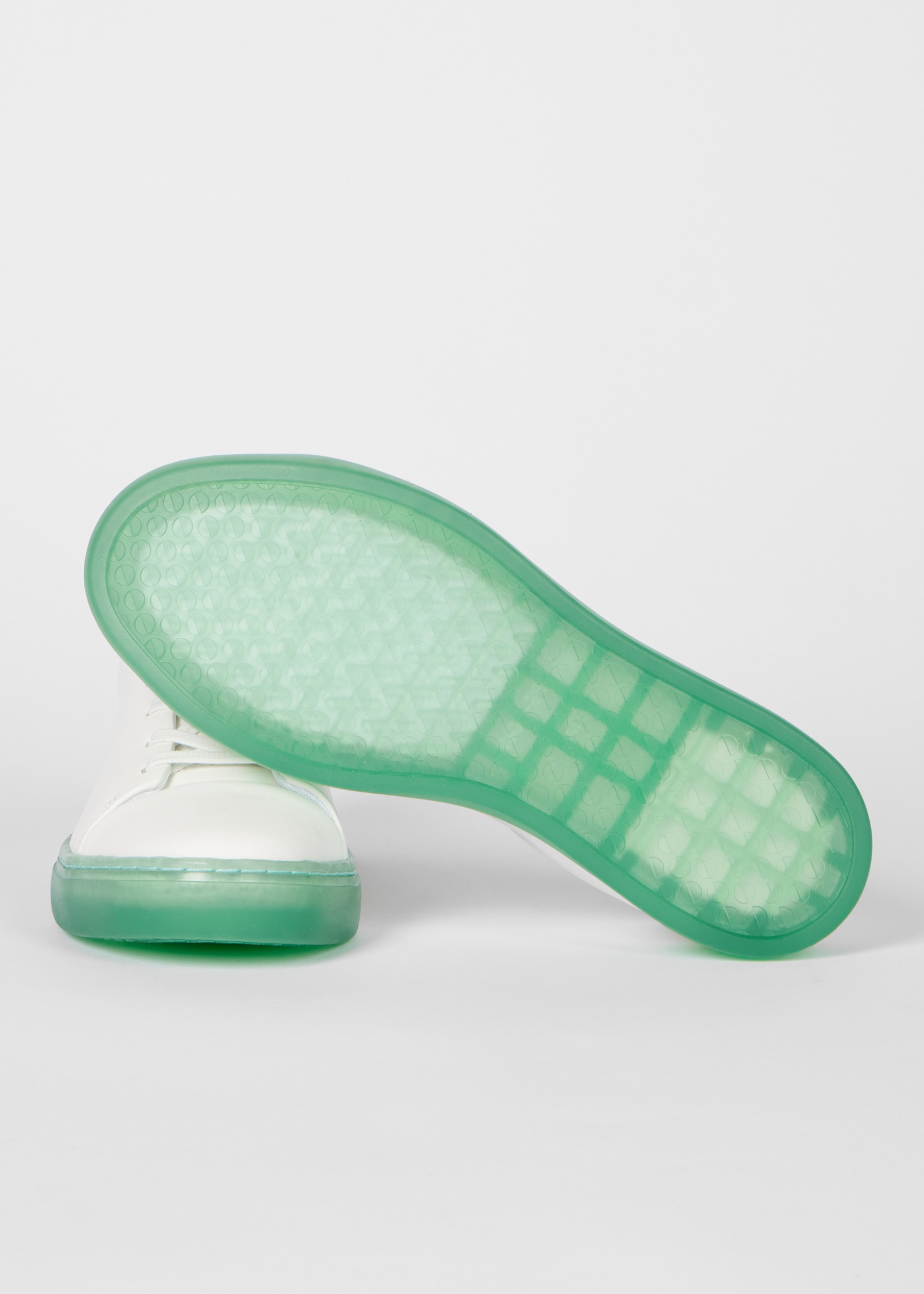 Women's White 'Lee' Trainers With Green Soles - 5