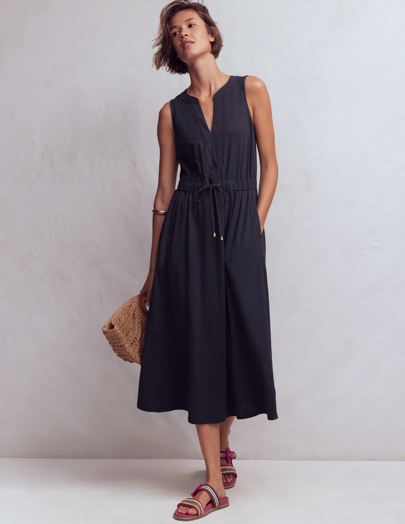 Delphine Midi Sleeveless Dress-Navy 2