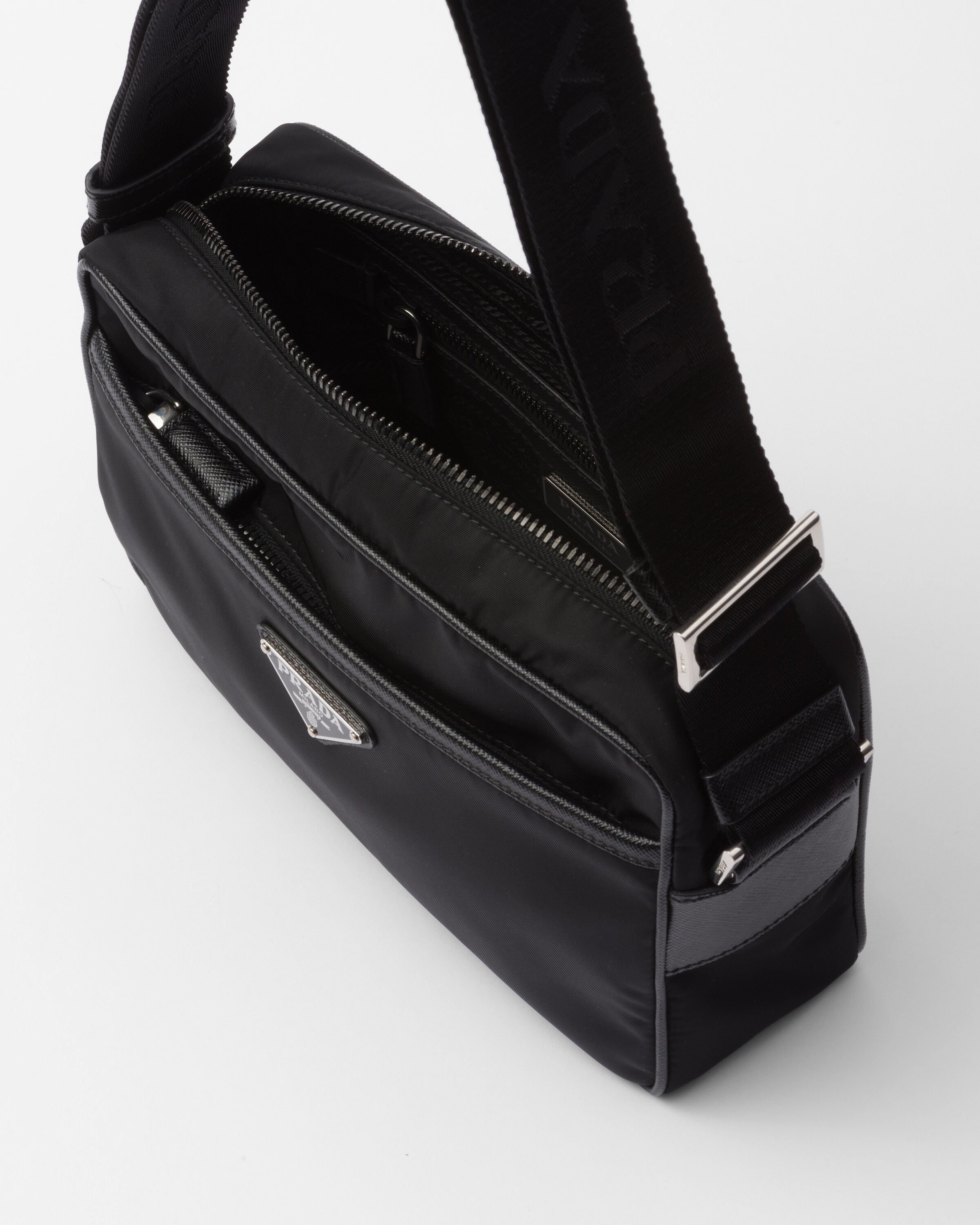 ★【PRADA】 Re-Nylon Saffiano Shoulder Bag★ Black Re-nylon And Saffiano Leather Shoulder Bag | PRADA