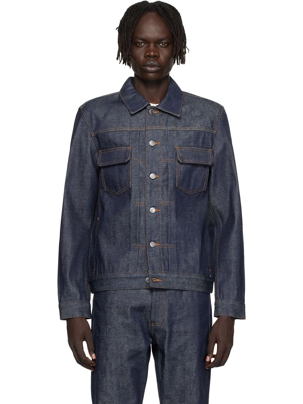 Navy Veste Work Denim Jacket - 1
