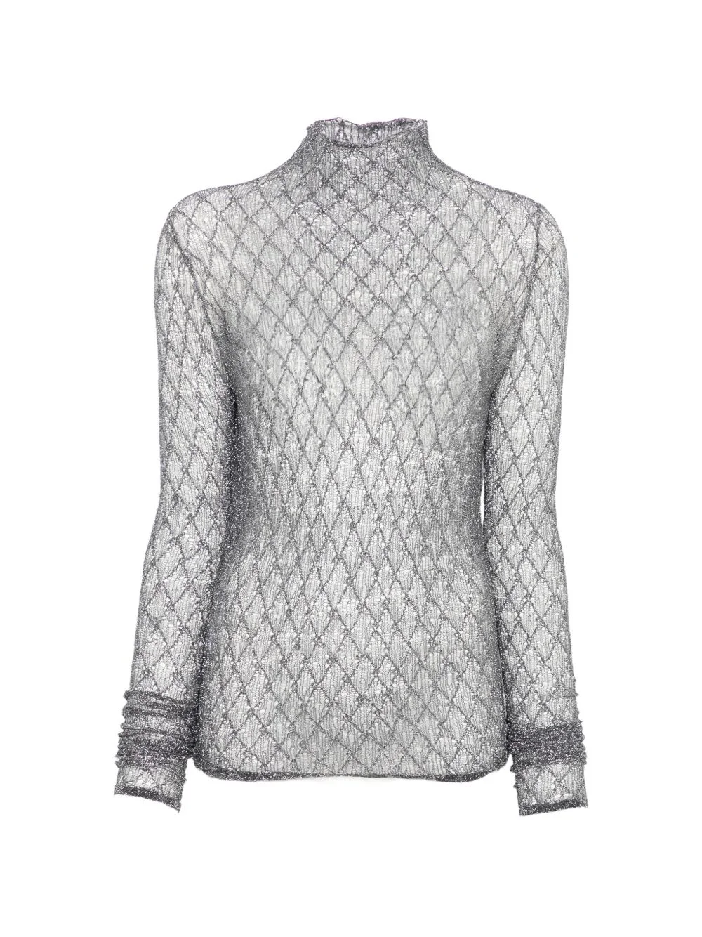 diamond-mesh high-neck top - 1