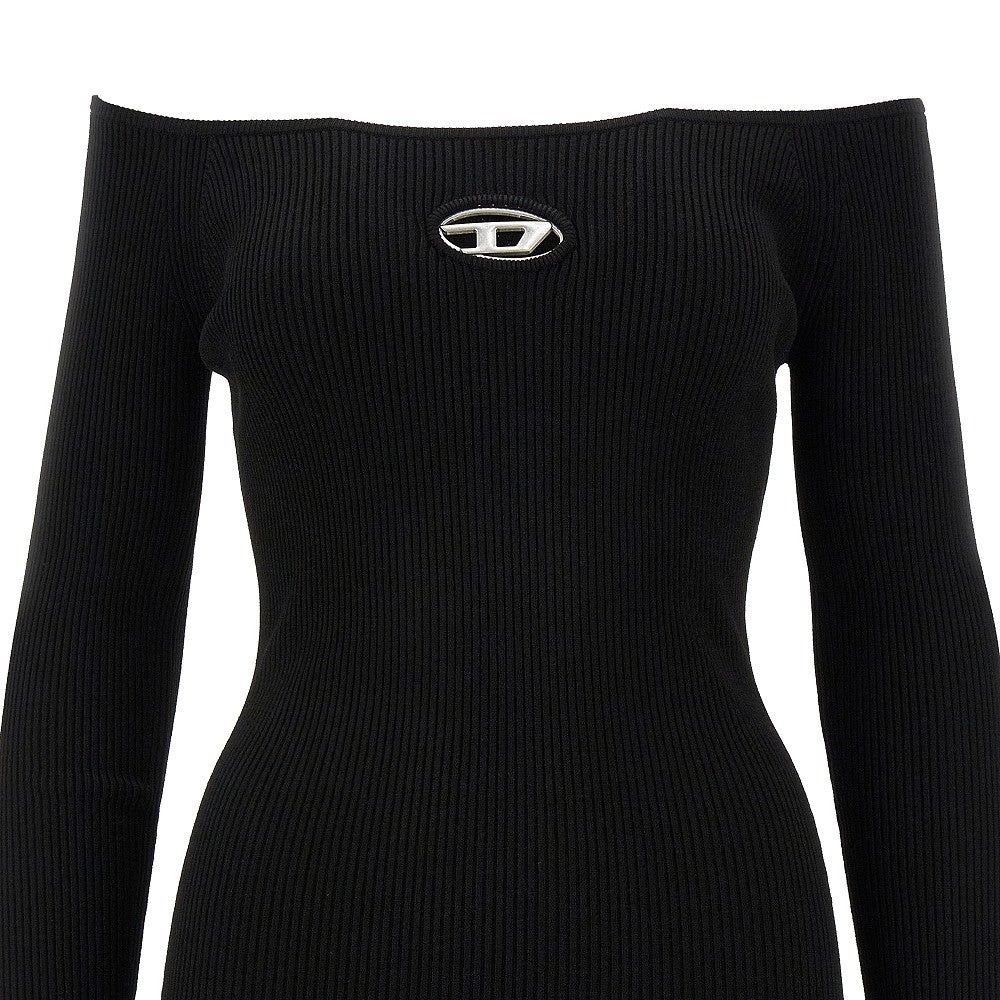 セットアップ DIESEL M-VERA KNITTED MINI DRESS Women's Off-the-shoulder dress in ribbed knit | Black | Diesel