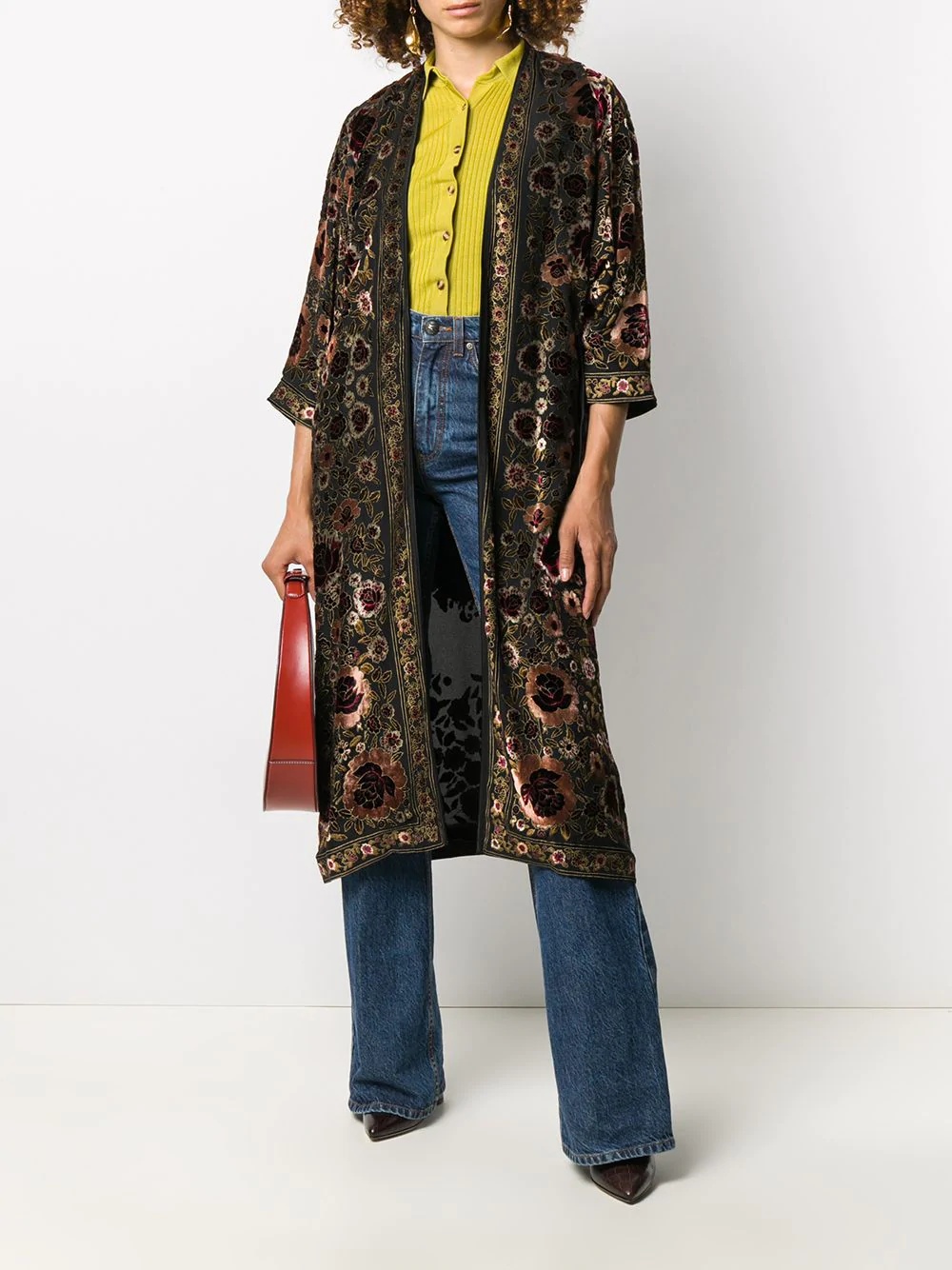 tasseled floral print coat - 2