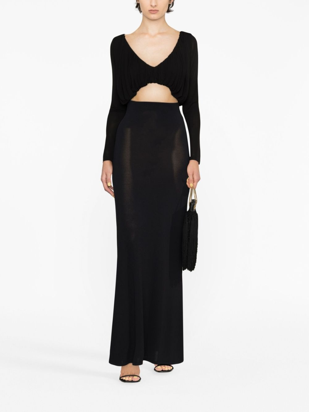 gathered jersey cropped top - 4