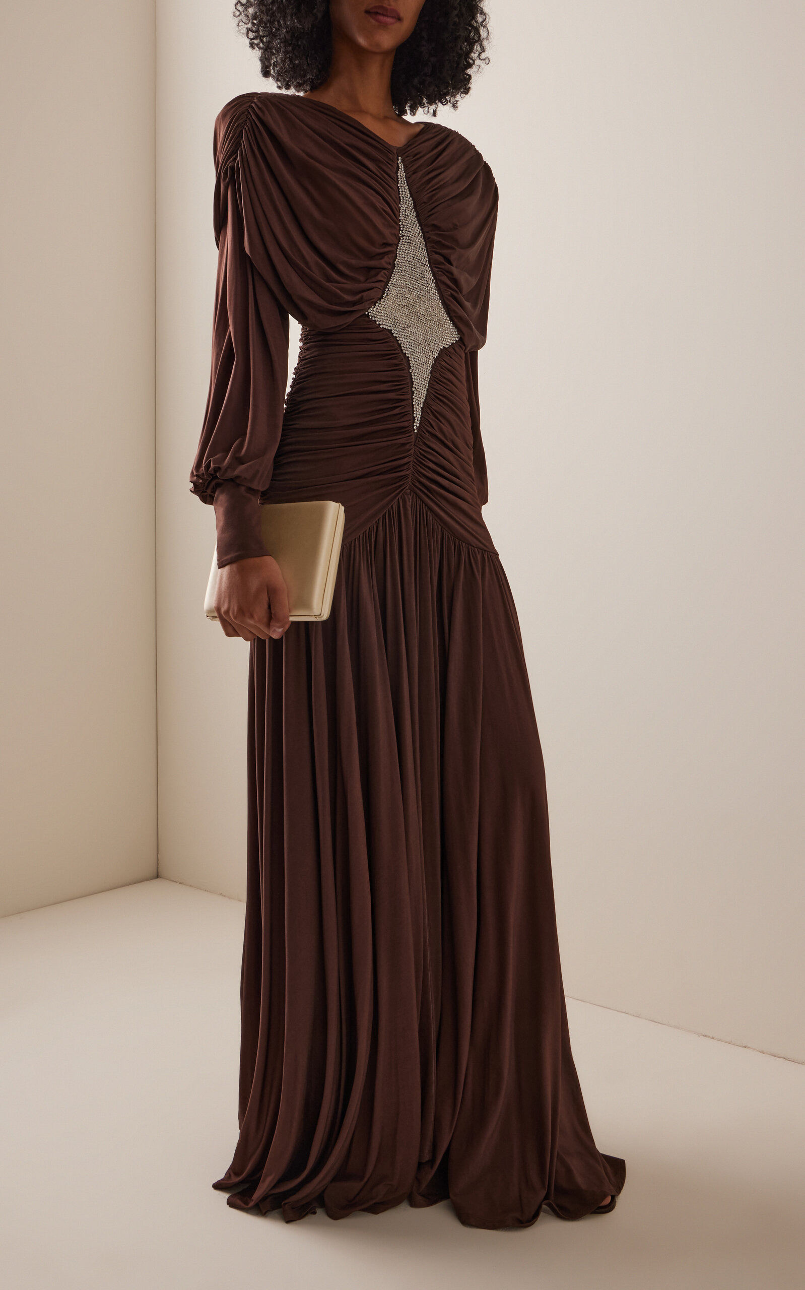 Silvio Ruched Midi Dress brown - 3