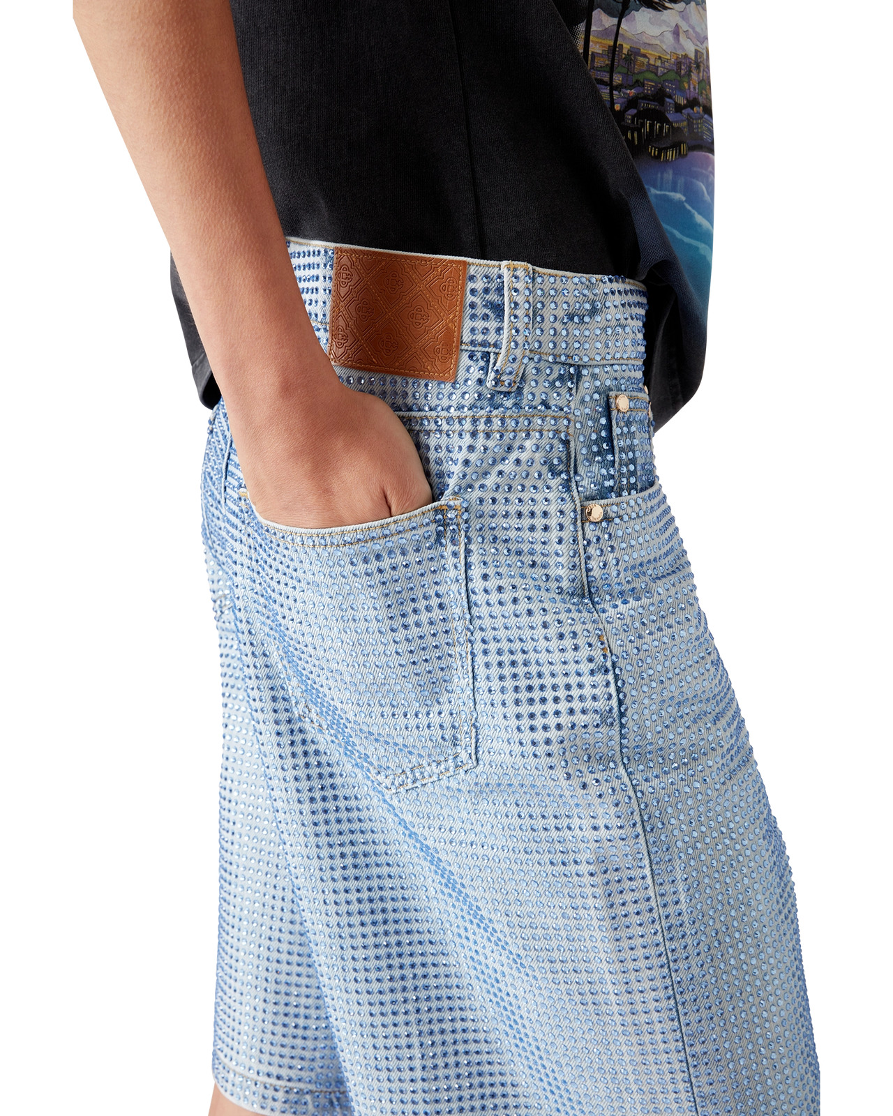 Crystal Embellished Denim Shorts | Casablanca Paris - 5