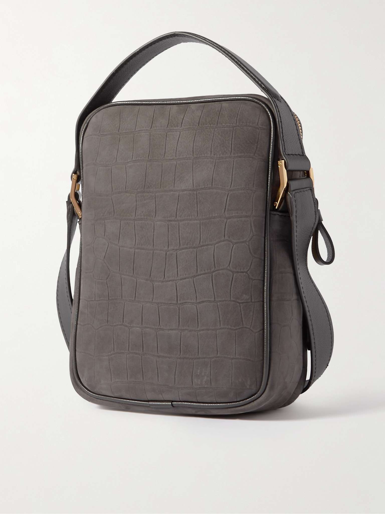 Croc-Effect Nubuck Messenger Bag - 4