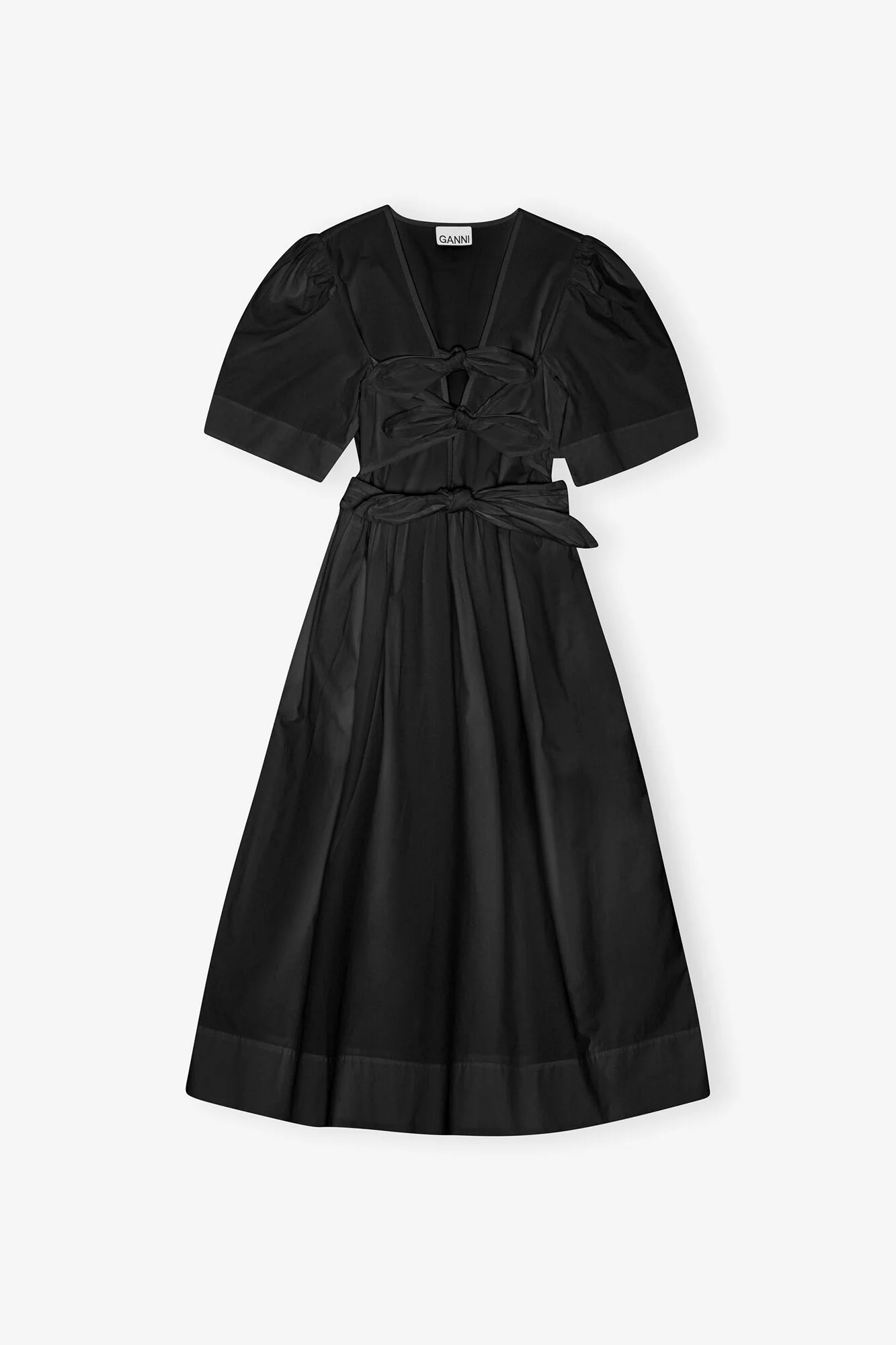 BLACK STRETCH COTTON DRESS - 1