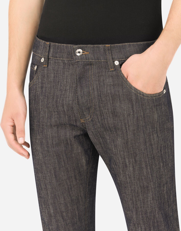 Blue slim-fit stretch denim jeans with DG patch - 4