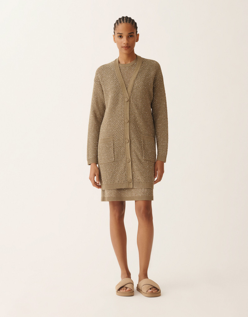 Cotton ribbon cardigan with sequins 3
