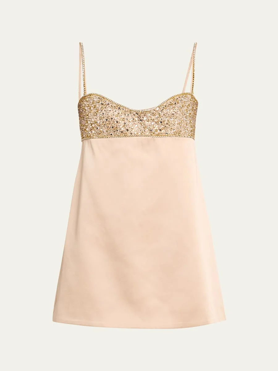 Shyla Crystal Satin Mini Dress - 1