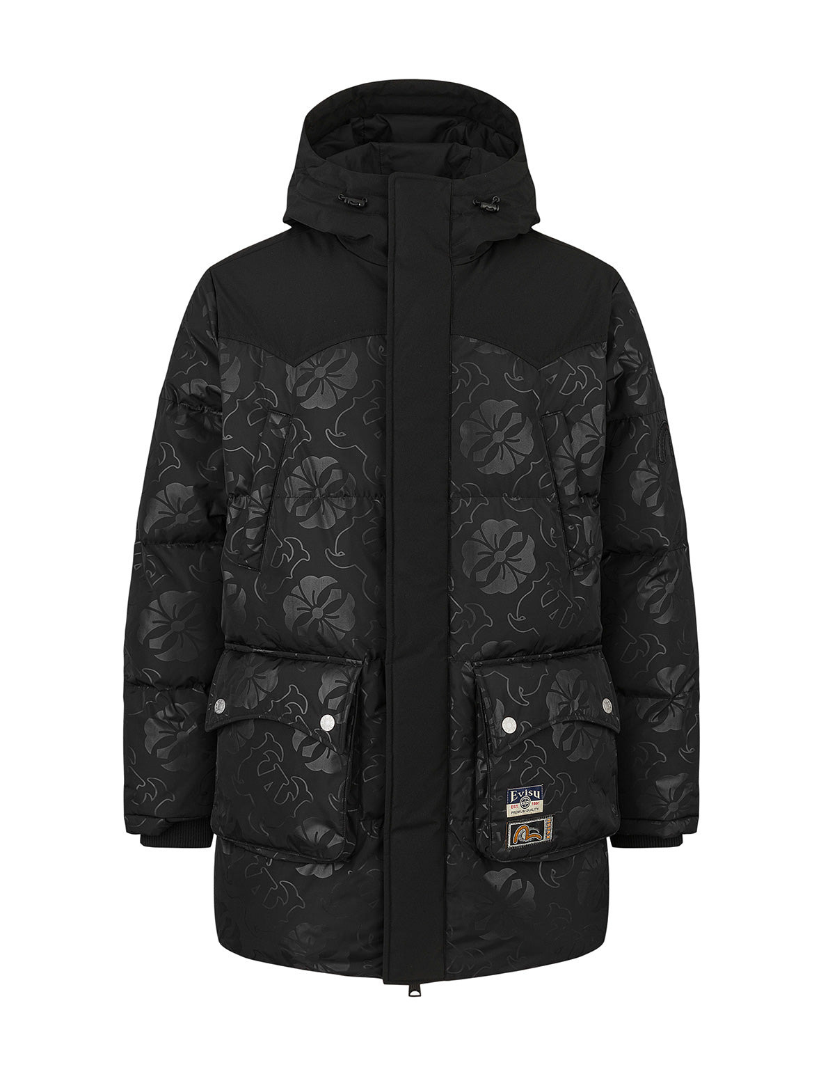 Allover Heat Seal Print and Logo Appliqué Regular Fit Down Coat - 11