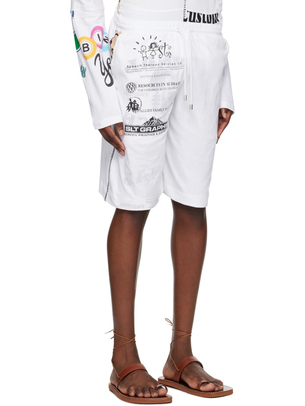 White Regenerated Graphic Shorts - 2