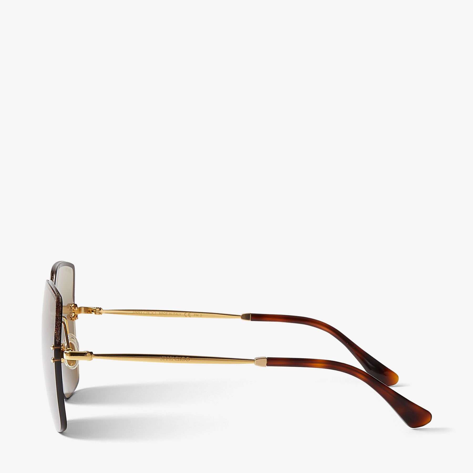 Tavi
Gold-Brown Square-Frame Sunglasses with Glitter Lenses - 2