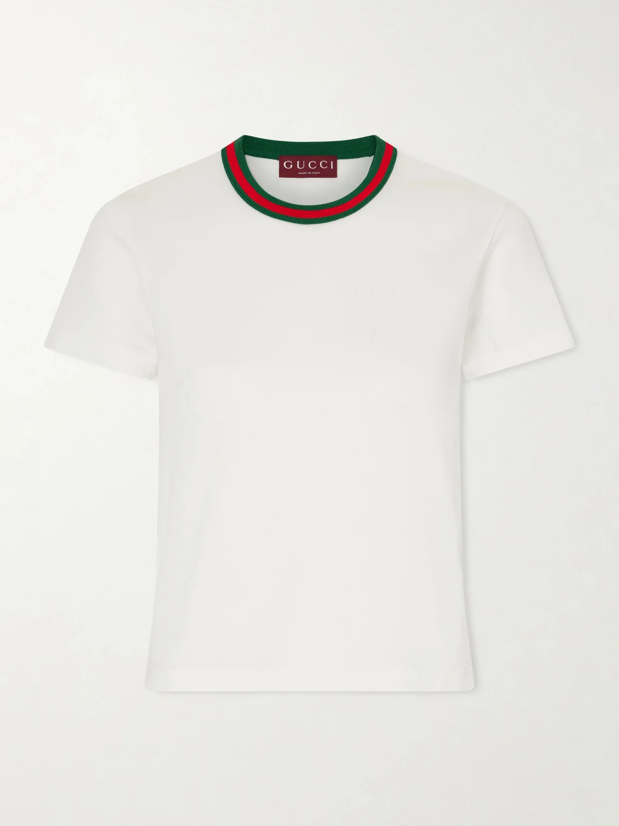 Cropped Striped Embroidered Cotton-jersey T-shirt - 1