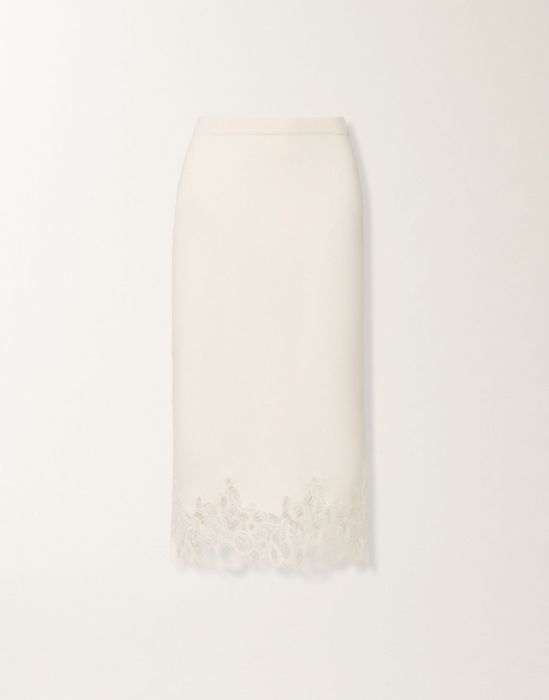 Platinum skirt with macramé lace 1