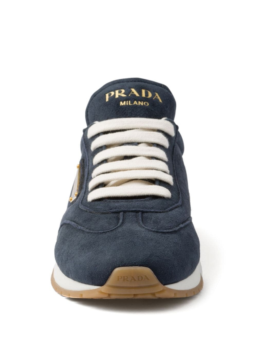 Prada enamel logo suede sneakers | farfetch | REVERSIBLE
