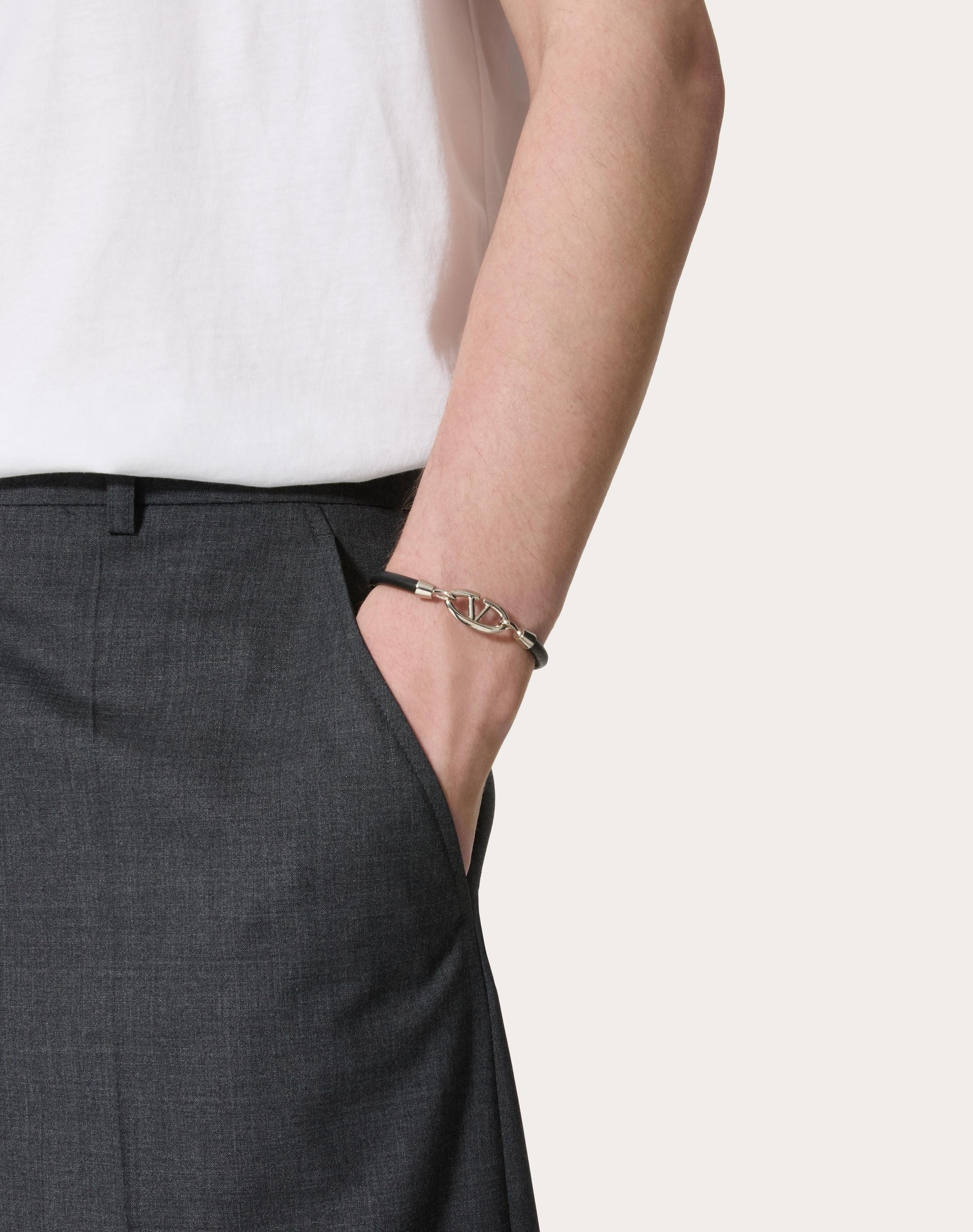 VALENTINO GARAVANI VLOGO THE BOLD EDITION BRACELET IN LEATHER AND METAL - 5