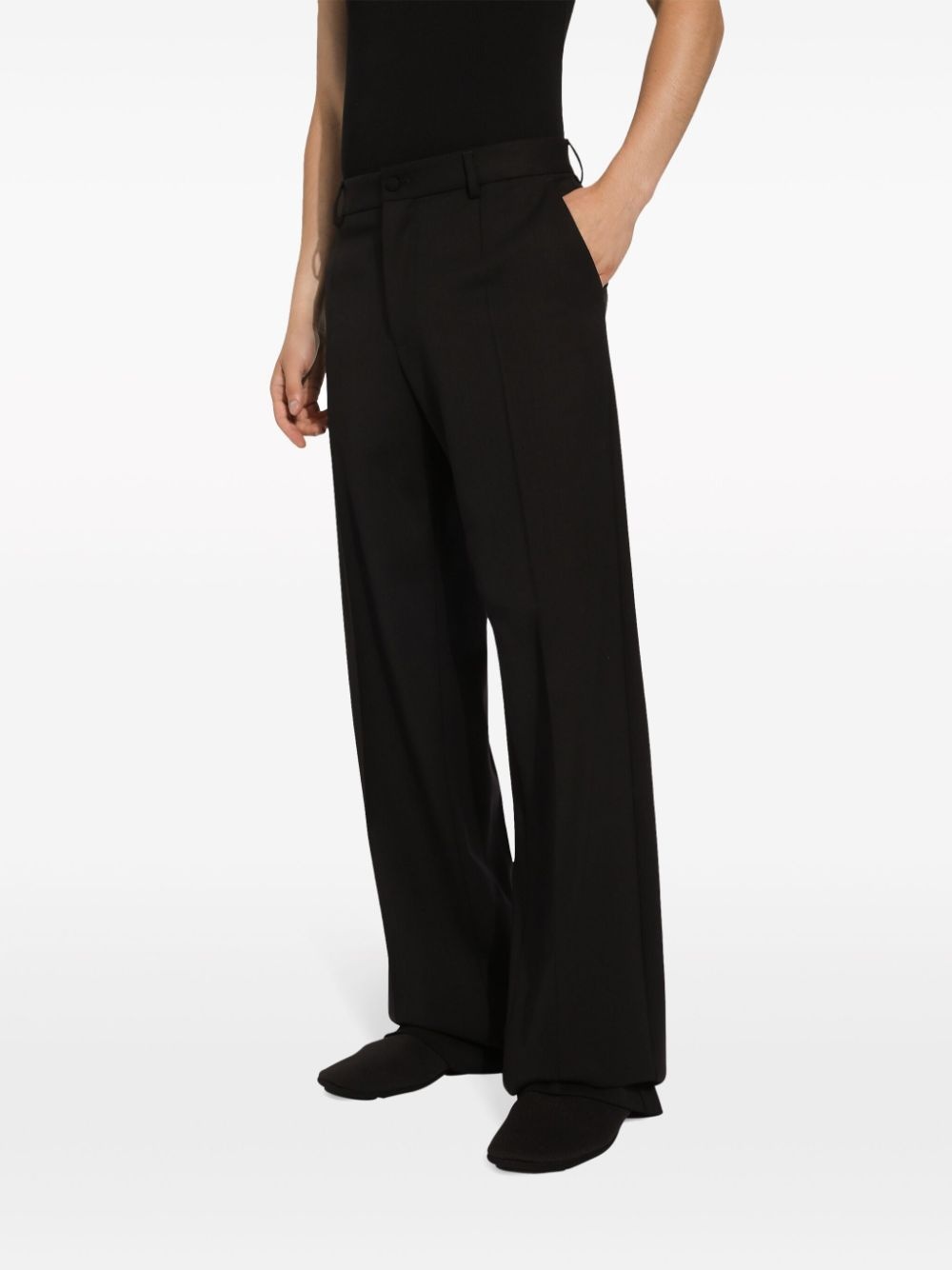 straight-leg wool trousers - 5